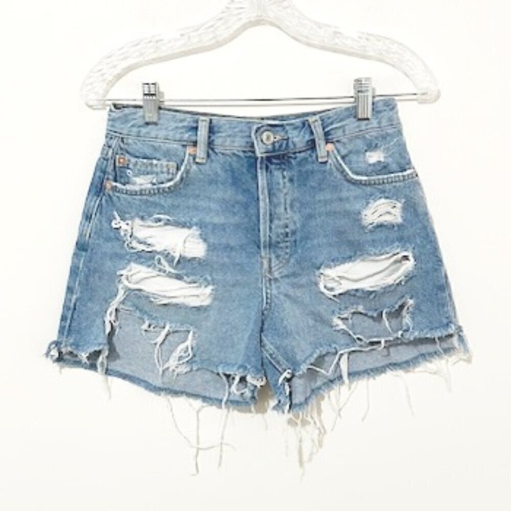Free People Maggie Distressed Frayed Cutoff Shorts Light Wash